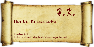 Horti Krisztofer névjegykártya